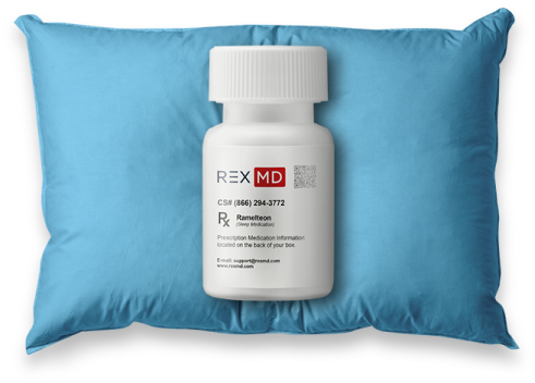 RexMD pill bottle with ramelteon on a pillow